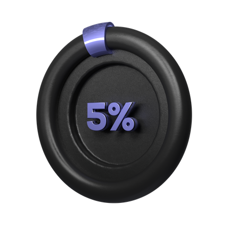 5 Percent Pie Chart 3D Illustration