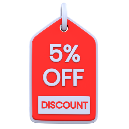 5 Percentage Discount  3D Icon