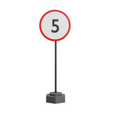 5 Speed Limit  3D Icon