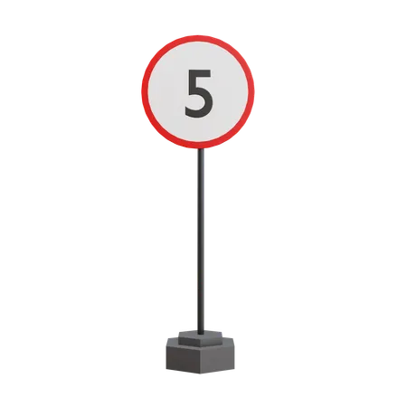 5 Speed Limit  3D Icon