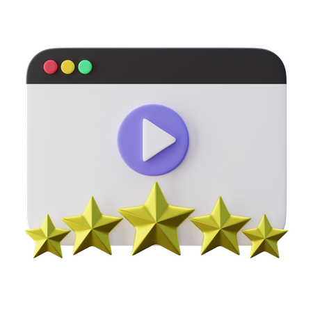 5 Stars Rating Testimonial Video  3D Icon