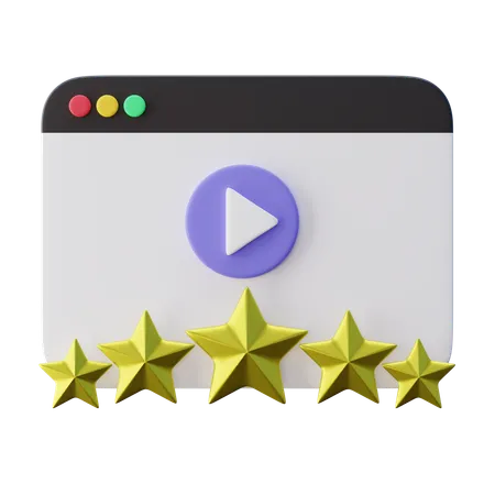 5 Stars Rating Testimonial Video  3D Icon