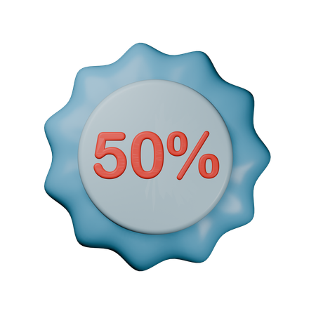 50% Discount Badge  3D Icon