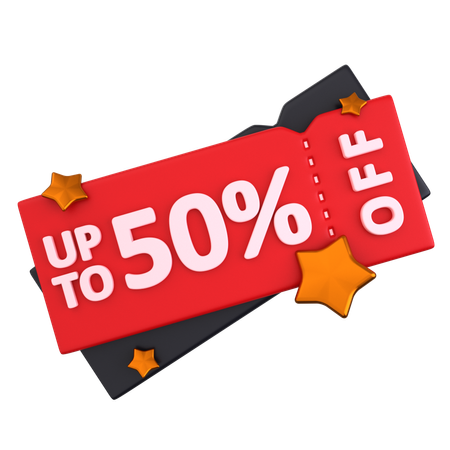 50 Discount Coupon  3D Icon