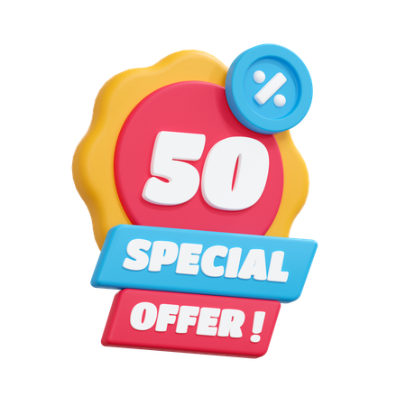 50 Discount Offer  3D Icon