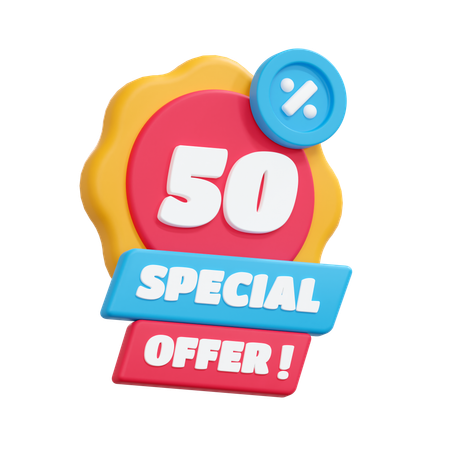 50 Discount Offer  3D Icon