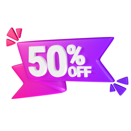 50% Discount Tag  3D Icon