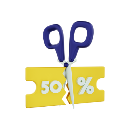 50% discount voucher  3D Illustration