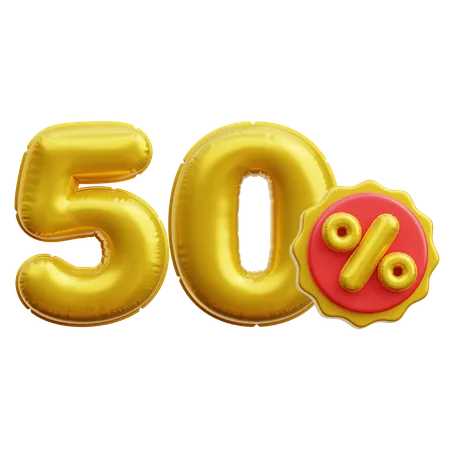 50 Percent  3D Icon