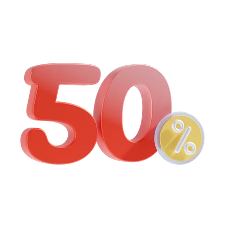 50 Percent  3D Icon