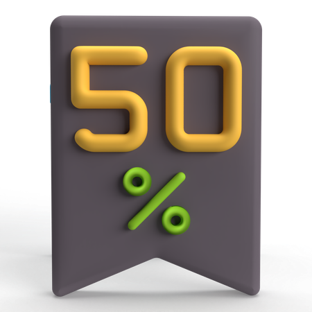 50 Percent  3D Icon