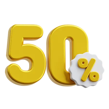 50 Percent  3D Icon