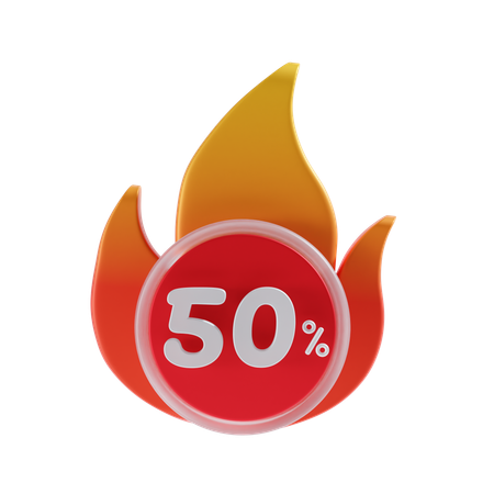 50 Percent  3D Icon