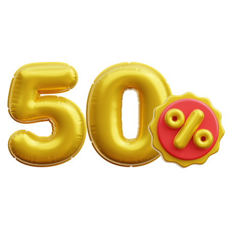 50 Percent  3D Icon