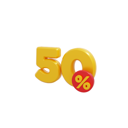 50 Percent  3D Icon