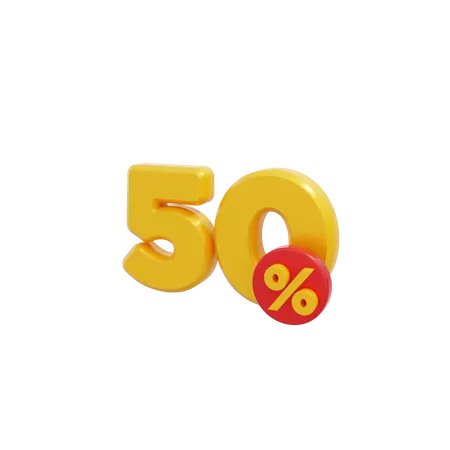 50 Percent  3D Icon