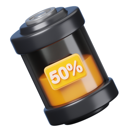 50 Percent Battery  3D Icon