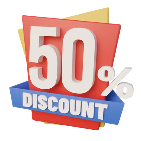 50 Percent Discount  3D Icon