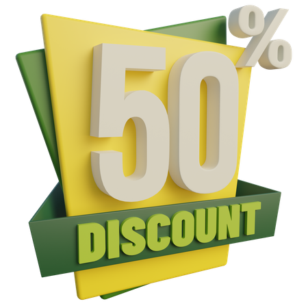 50 Percent Discount  3D Icon