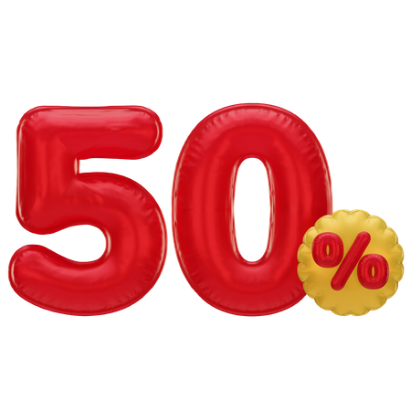 50 Percent Discount  3D Icon