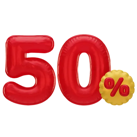 50 Percent Discount  3D Icon