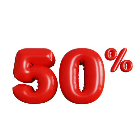 50 Percent Discount  3D Icon