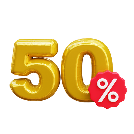 50 Percent Discount  3D Icon