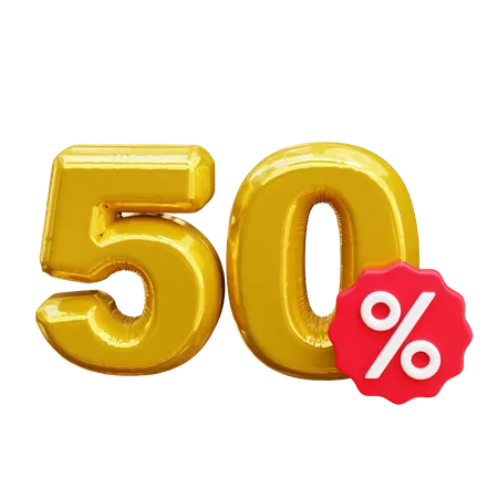 50 Percent Discount  3D Icon