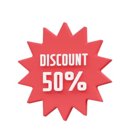 50 Percent Discount  3D Icon