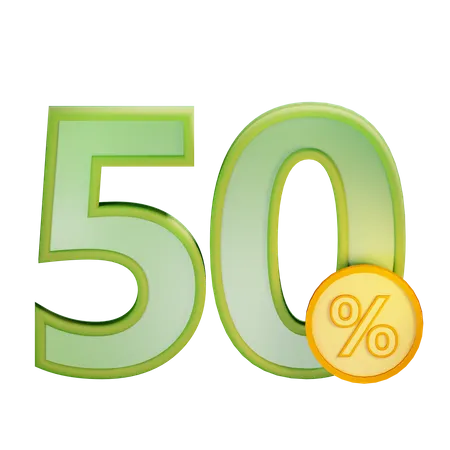 50 Percent Discount  3D Icon