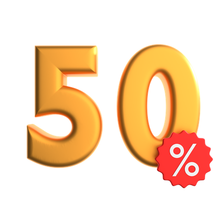 50 Percent Discount  3D Icon