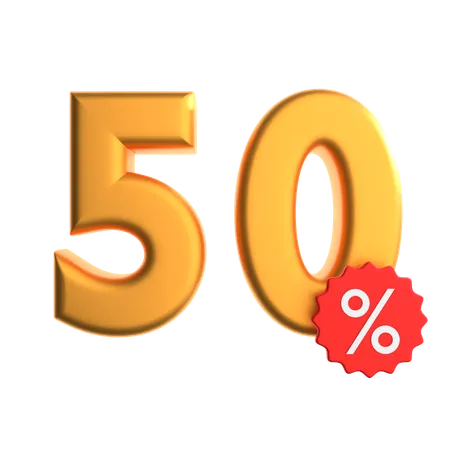 50 Percent Discount  3D Icon