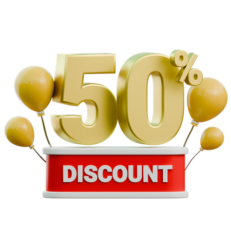 50 Percent Discount  3D Icon