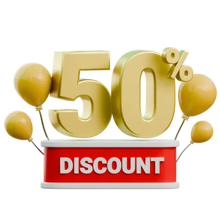 50 Percent Discount  3D Icon