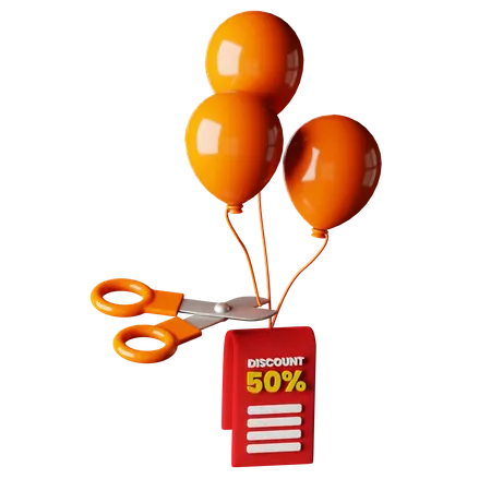 50 Percent Discount  3D Icon