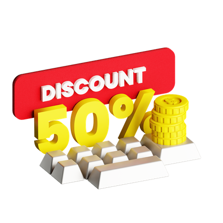 50 Percent Discount  3D Icon