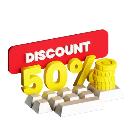 50 Percent Discount  3D Icon