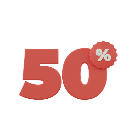 50 Percent Discount  3D Icon