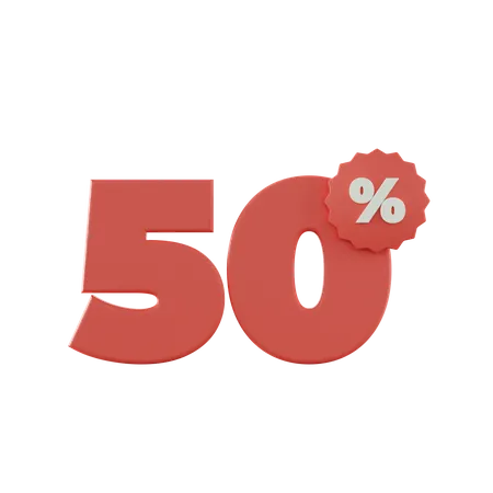 50 Percent Discount  3D Icon