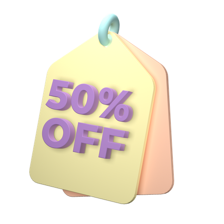 50 Percent Discount  3D Icon