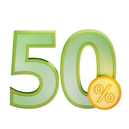 50 Percent Discount  3D Icon