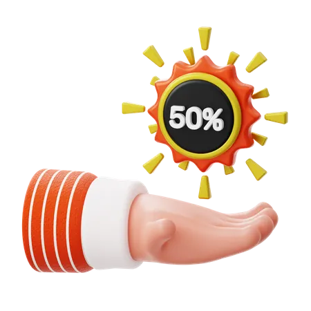 50 Percent Discount  3D Illustration