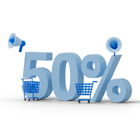 50 Percent Discount  3D Illustration