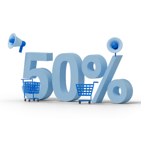 50 Percent Discount  3D Illustration