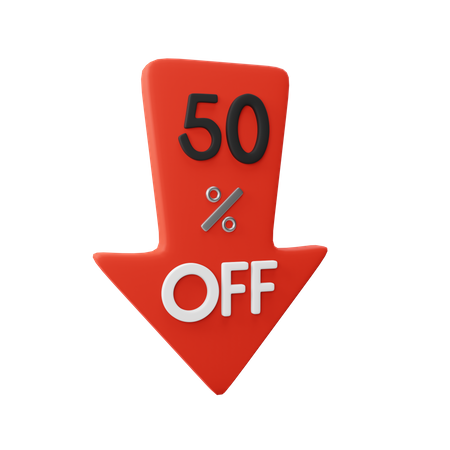 50 Percent Discount  3D Illustration