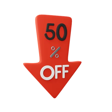 50 Percent Discount  3D Illustration