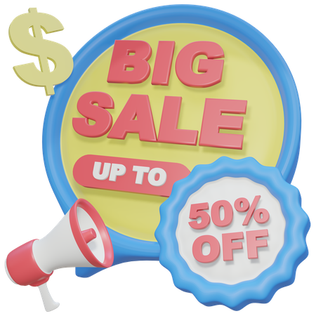 50 Percent Discount  3D Illustration