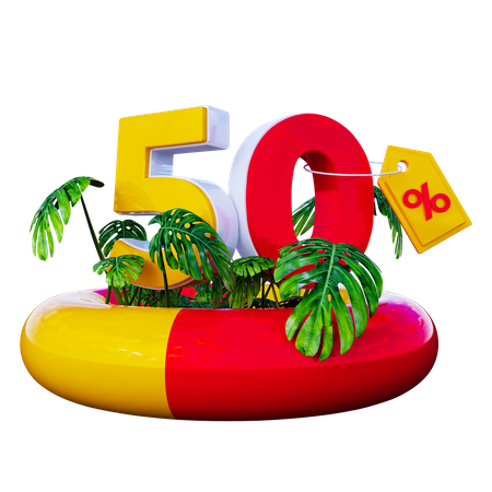 50 Percent Discount  3D Illustration