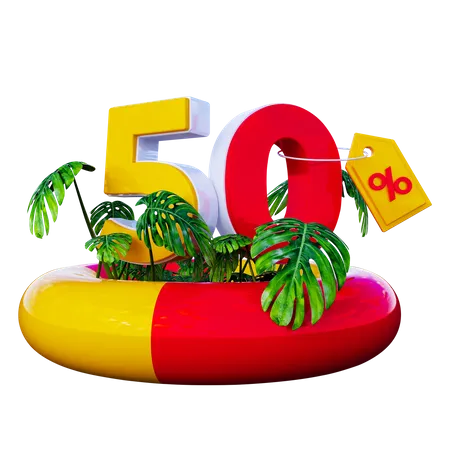 50 Percent Discount  3D Illustration