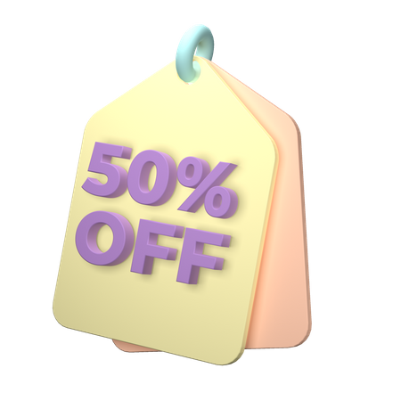 50 Percent Discount  3D Illustration